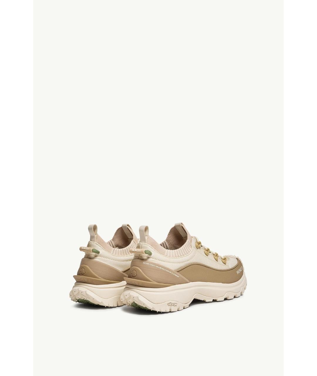 MONCLER Бежевые текстильные низкие кроссовки / кеды, фото 2