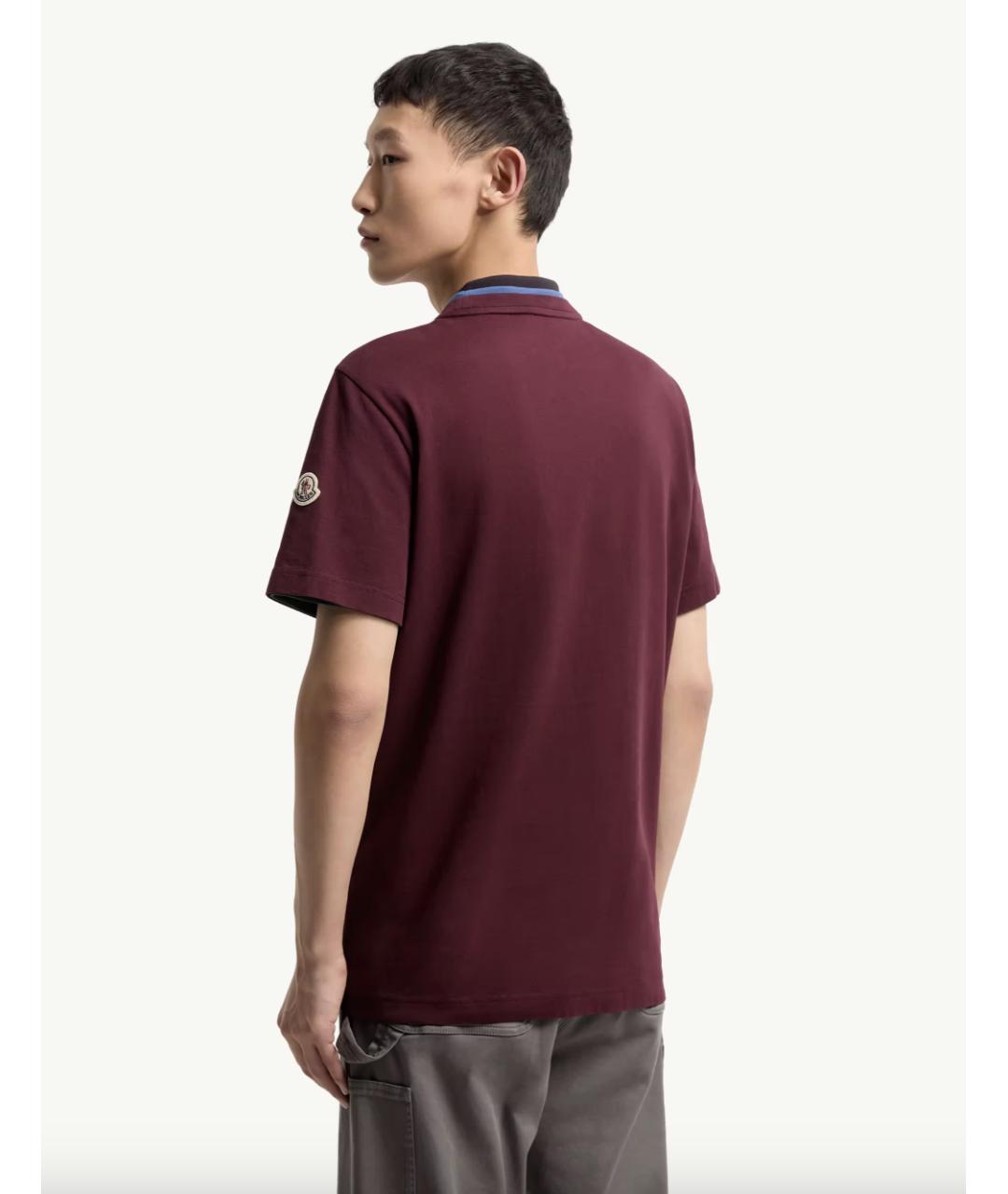 MONCLER Бордовая хлопковая футболка, фото 3