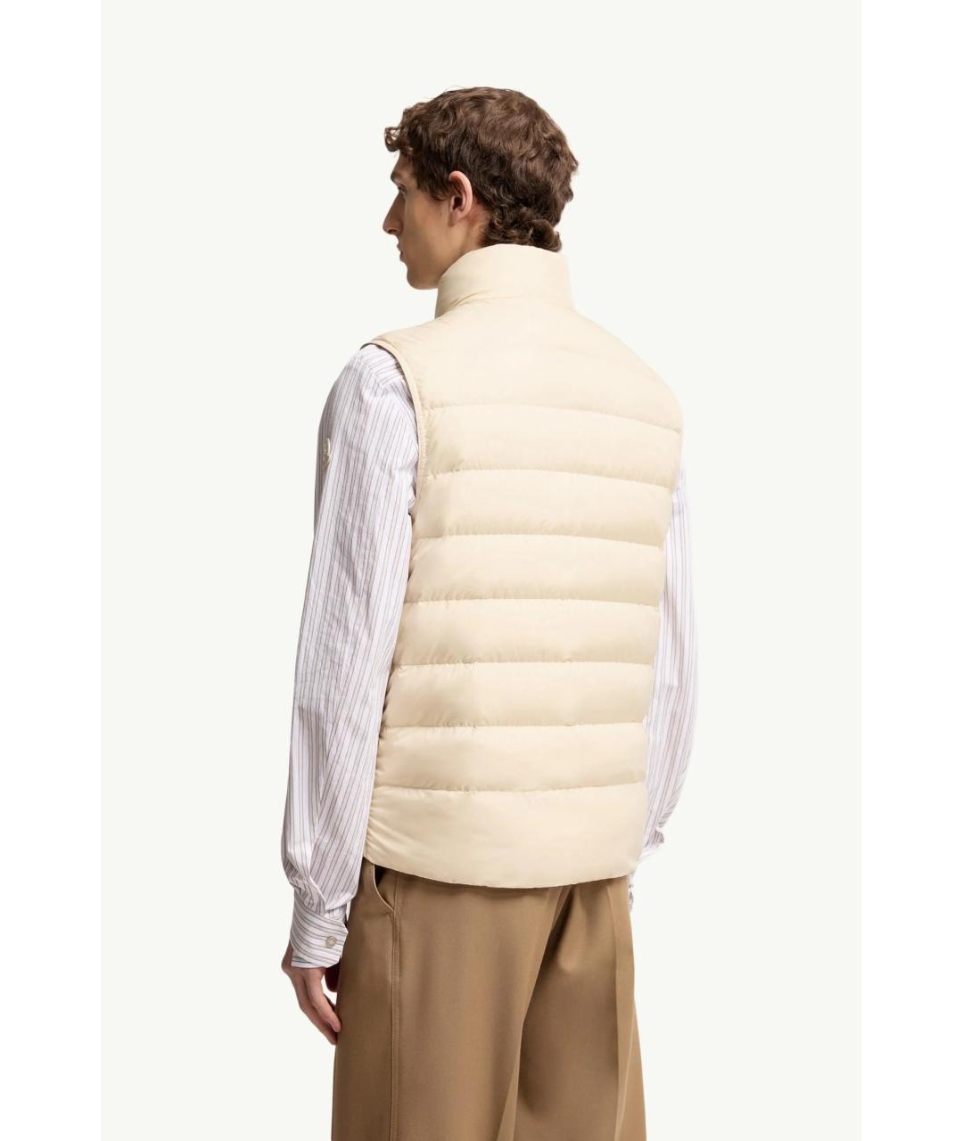MONCLER Бежевый полиамидовый жилет, фото 4