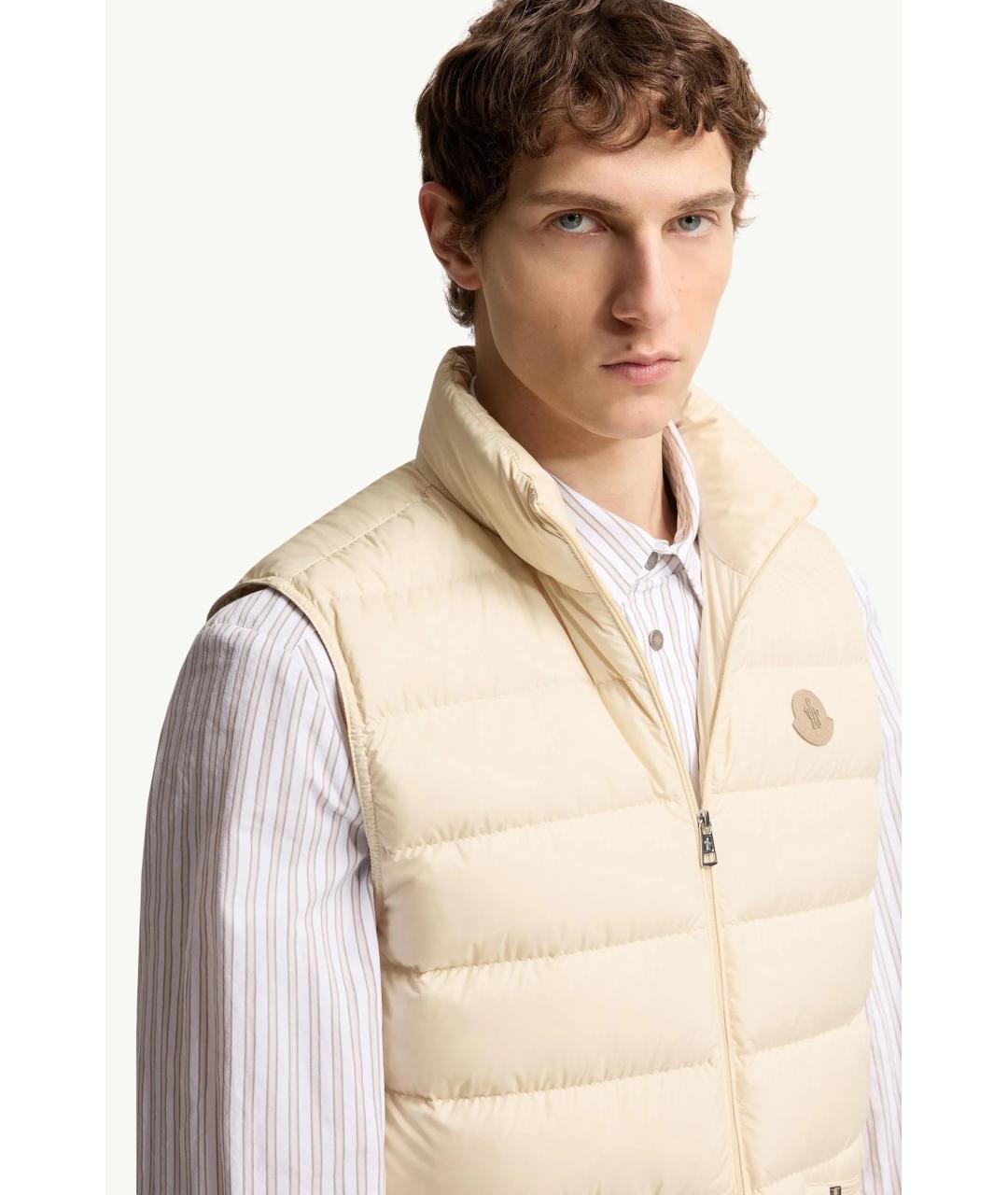 MONCLER Бежевый полиамидовый жилет, фото 3