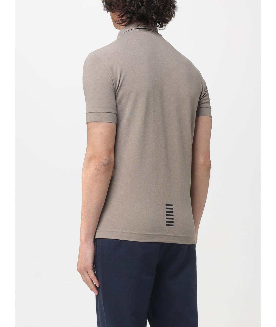EA7 Серое хлопковое поло с коротким рукавом, фото 2