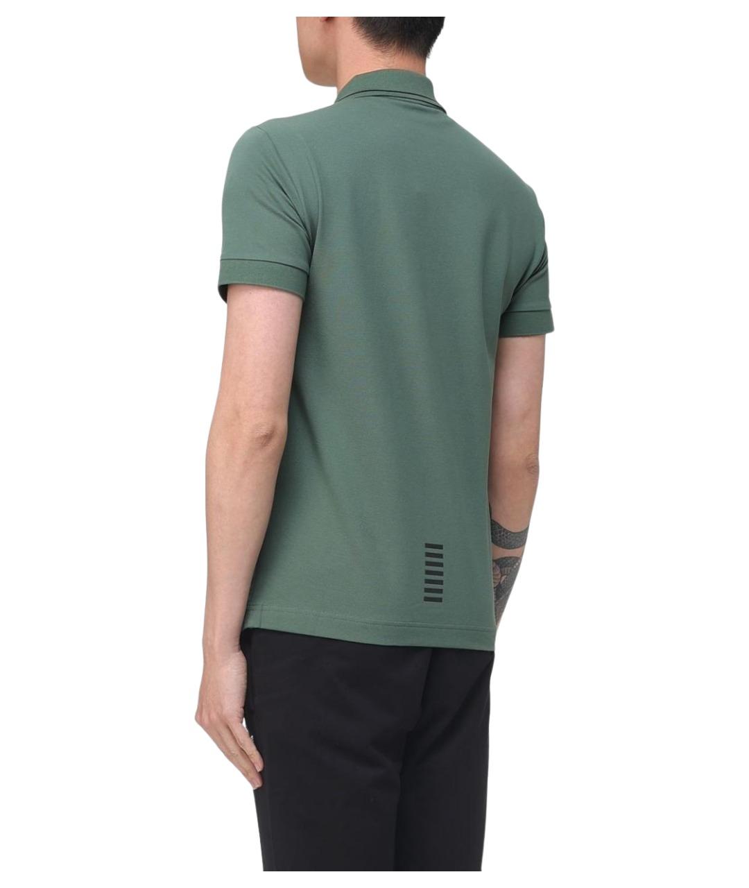 EA7 Хаки хлопковое поло с коротким рукавом, фото 2