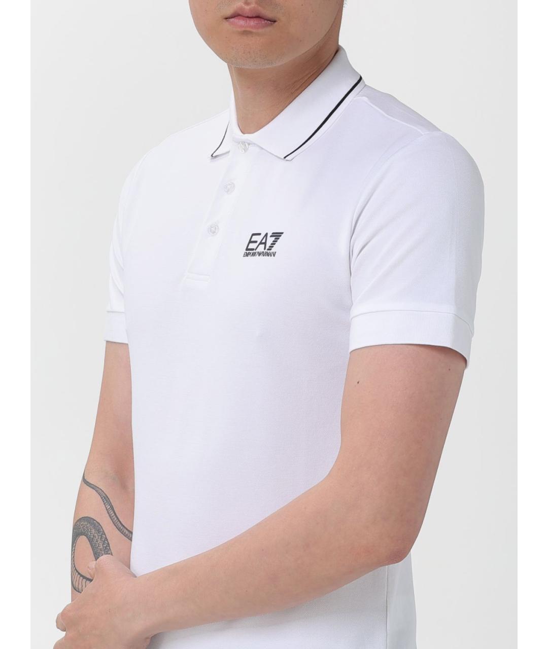 EA7 Белое хлопковое поло с коротким рукавом, фото 3