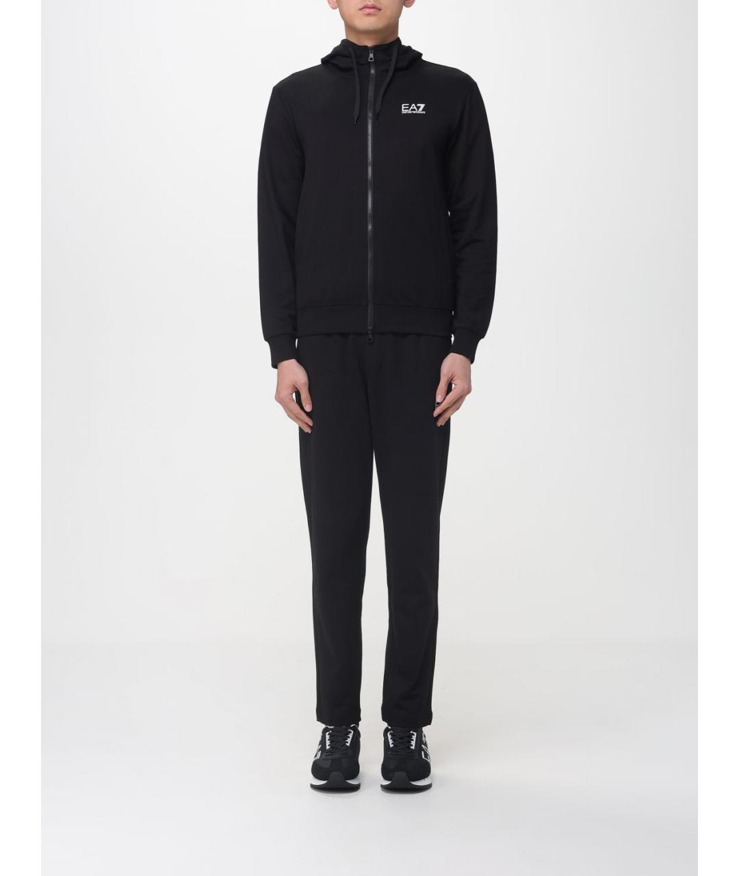 EA7 Черный хлопковый спортивный костюм, фото 7