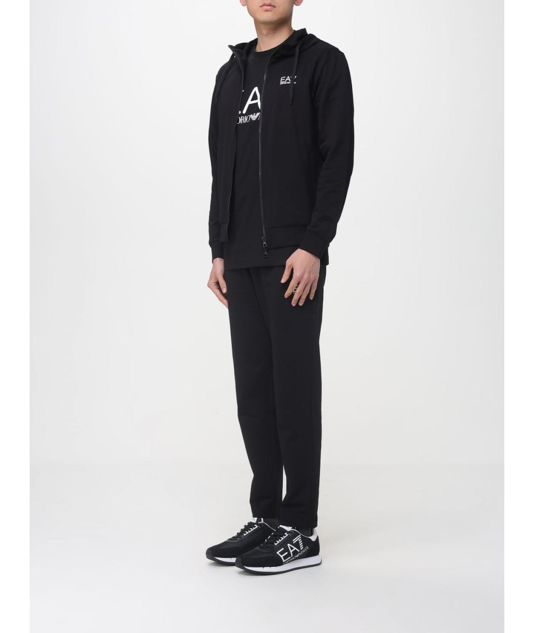 EA7 Черный хлопковый спортивный костюм, фото 4