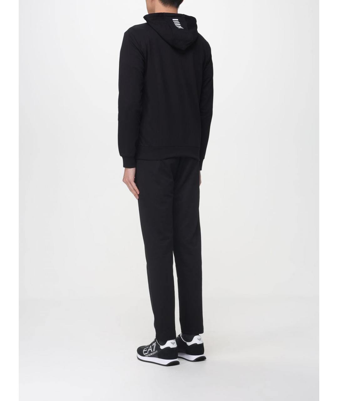 EA7 Черный хлопковый спортивный костюм, фото 3