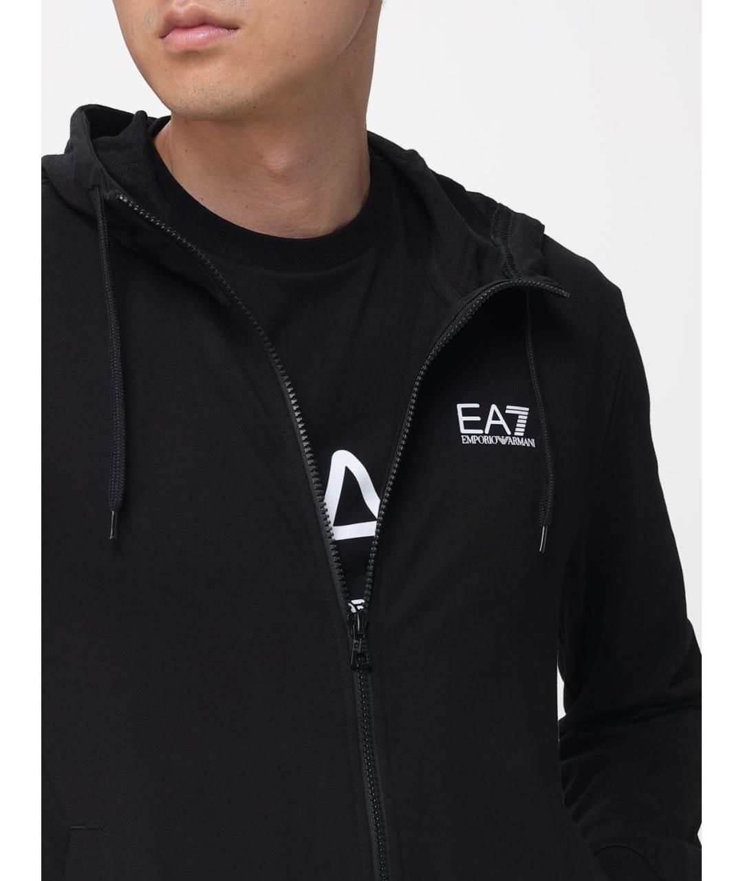 EA7 Черный хлопковый спортивный костюм, фото 5