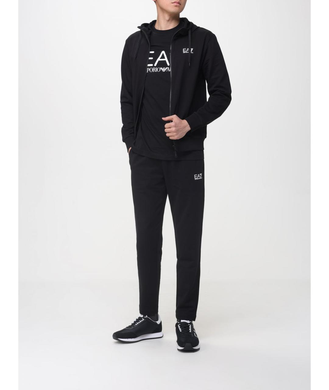 EA7 Черный хлопковый спортивный костюм, фото 2