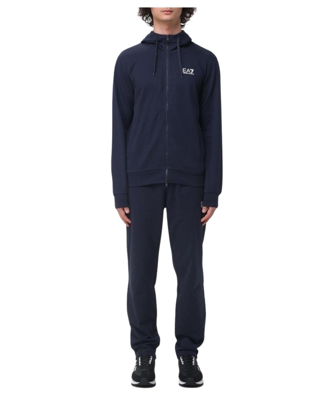 EA7 Синий хлопковый спортивный костюм, фото 1
