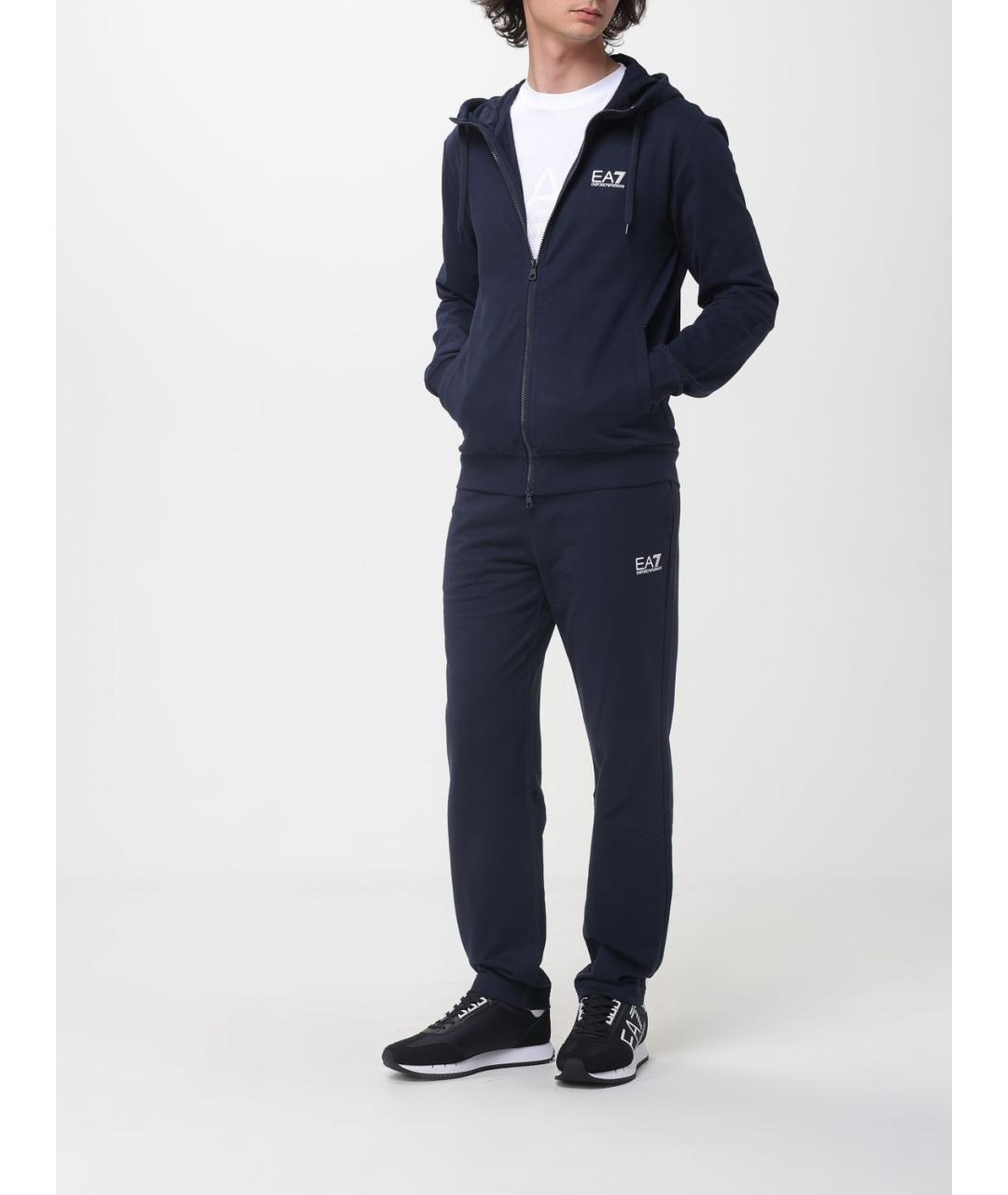 EA7 Синий хлопковый спортивный костюм, фото 2