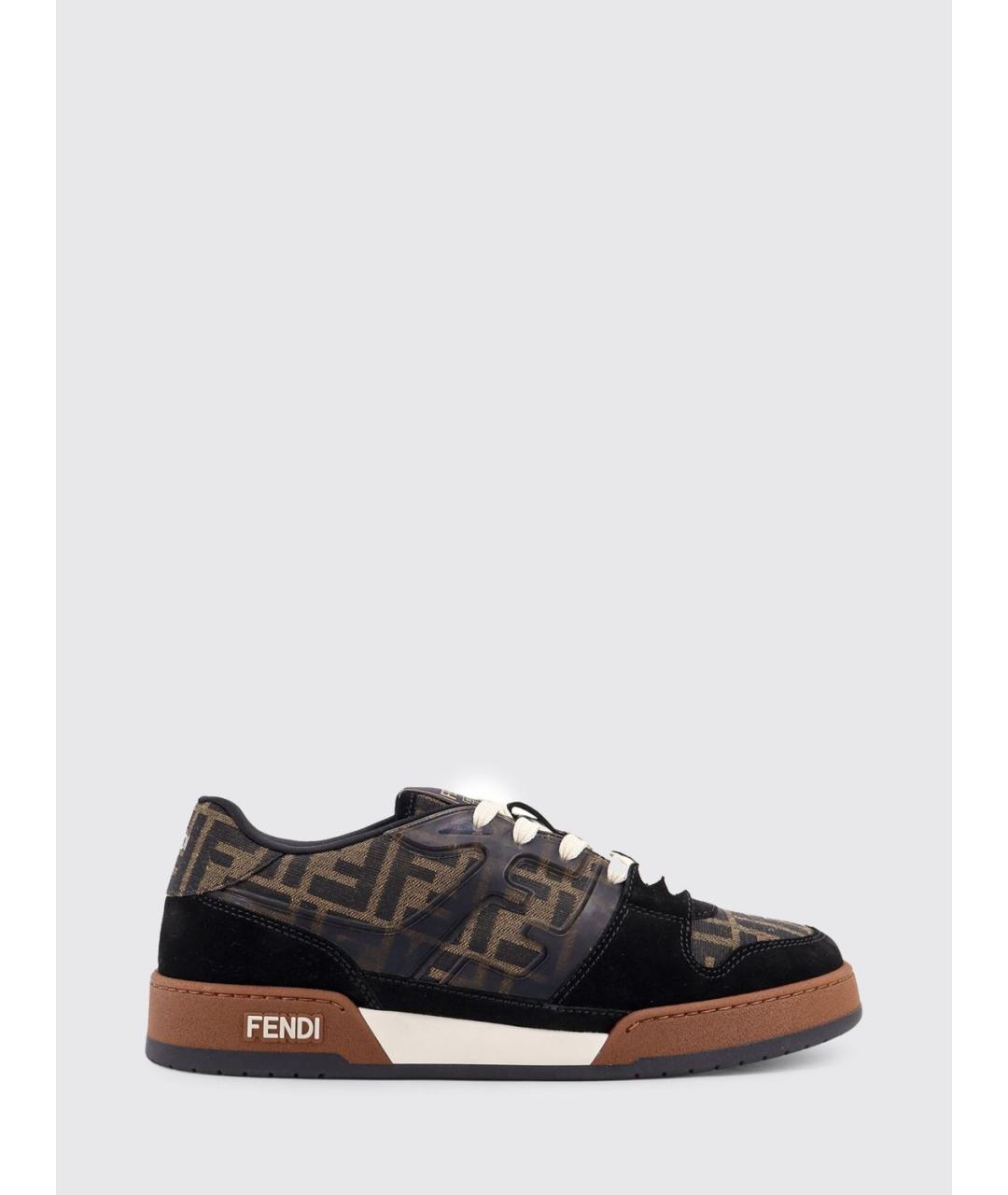 FENDI Черные бархатные низкие кроссовки / кеды, фото 4