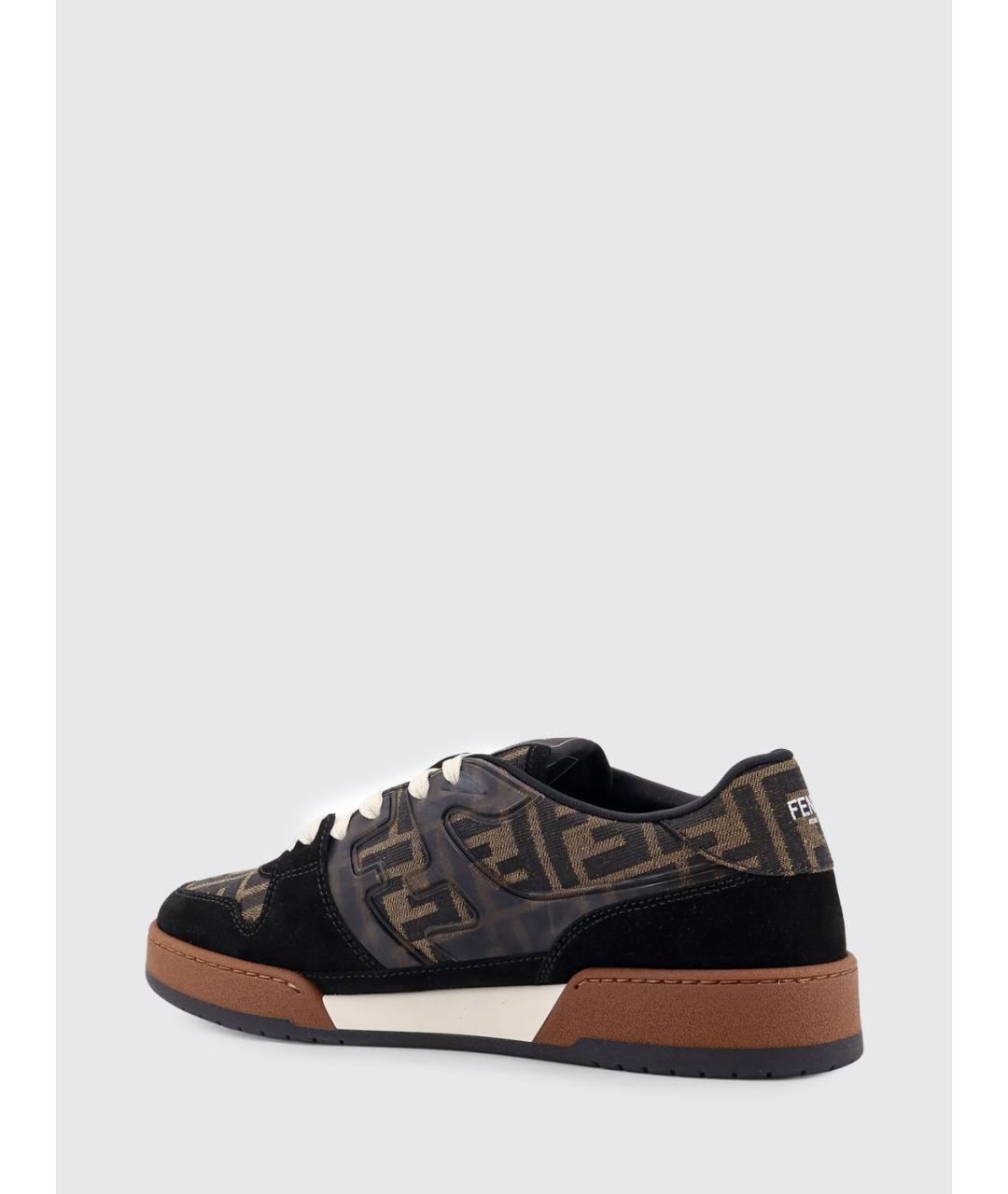 FENDI Черные бархатные низкие кроссовки / кеды, фото 3