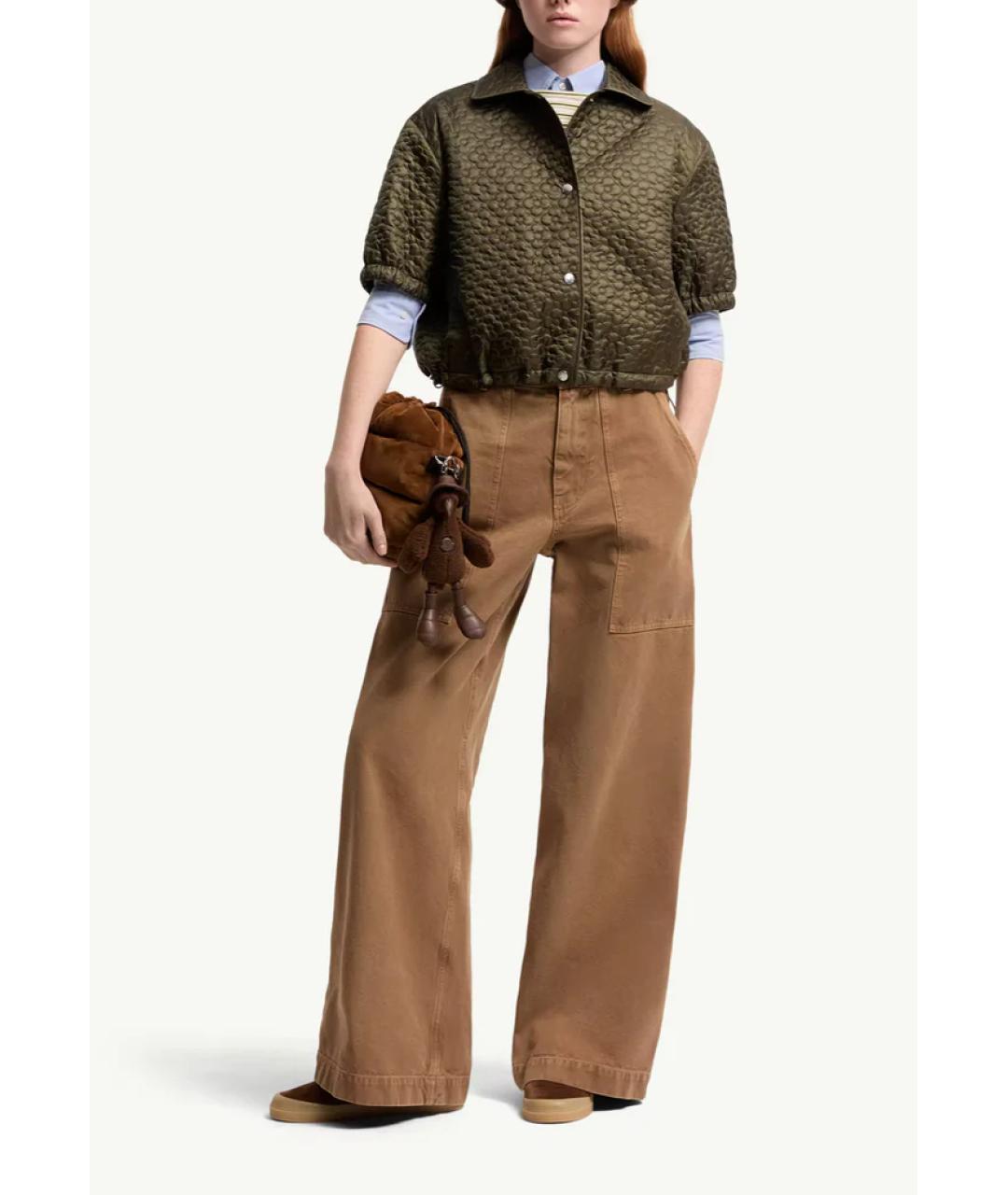 MONCLER Коричневые хлопковые прямые брюки, фото 2