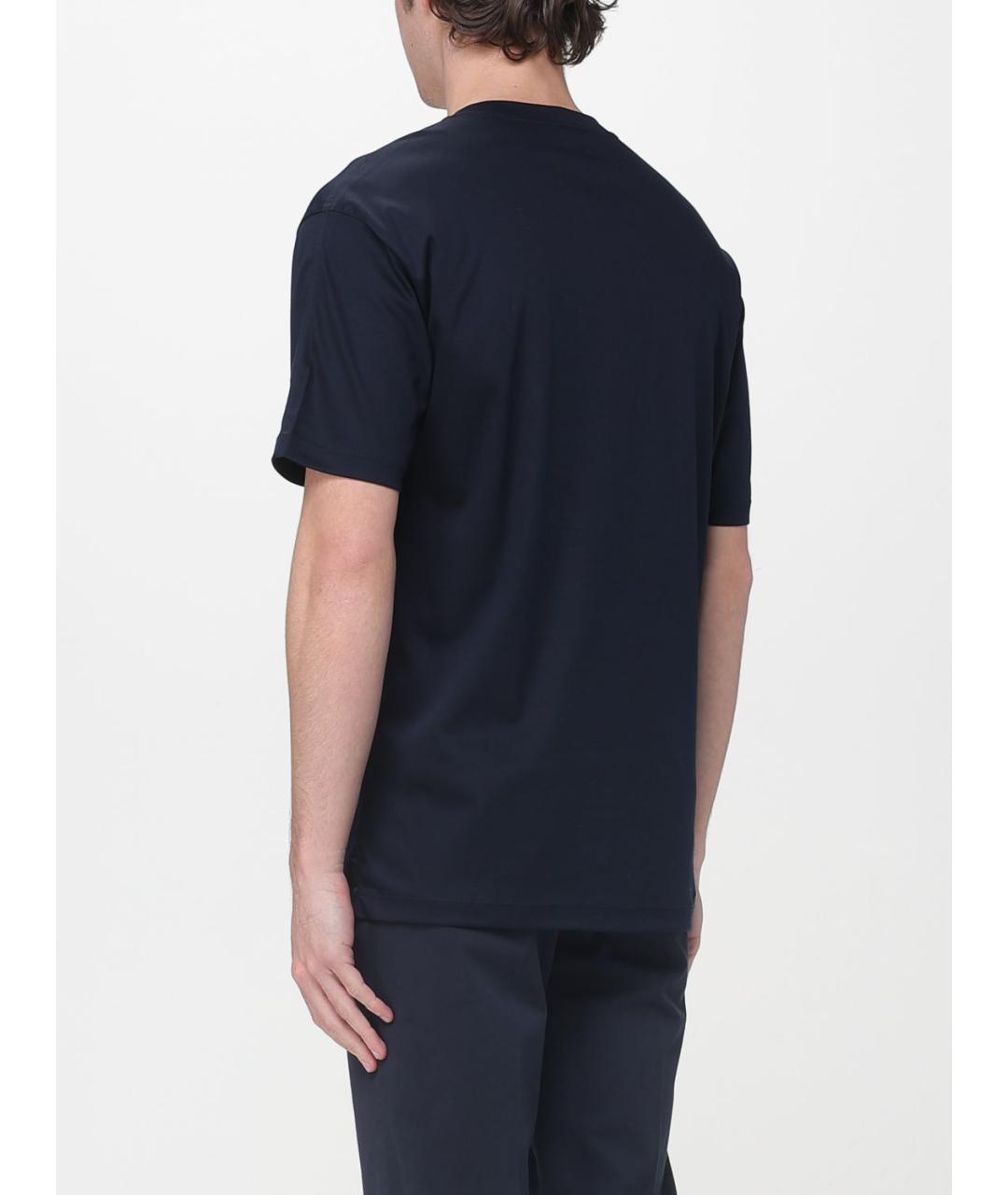 GIORGIO ARMANI Темно-синяя хлопковая футболка, фото 2