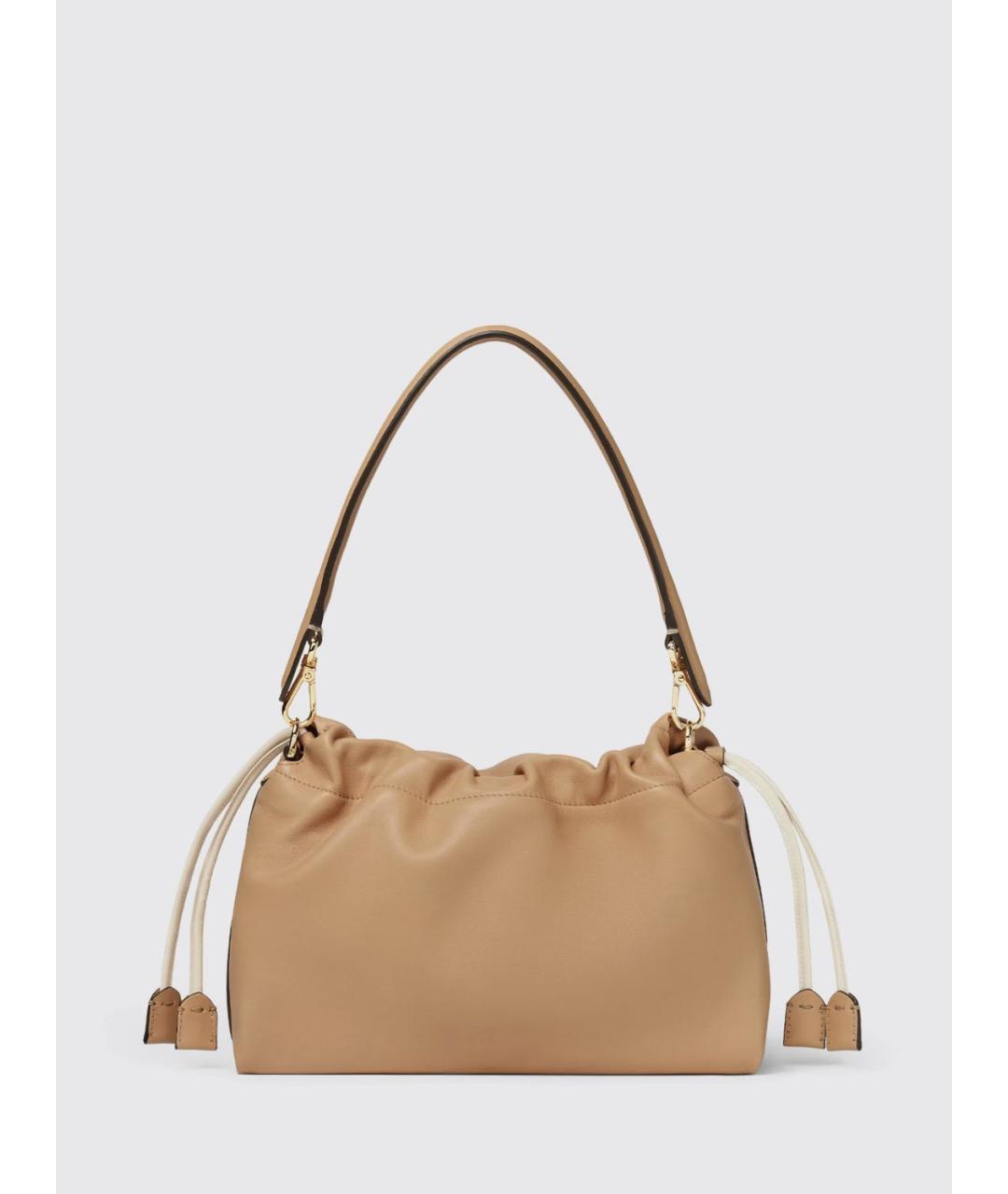 FENDI Бежевая кожаная сумка через плечо, фото 2