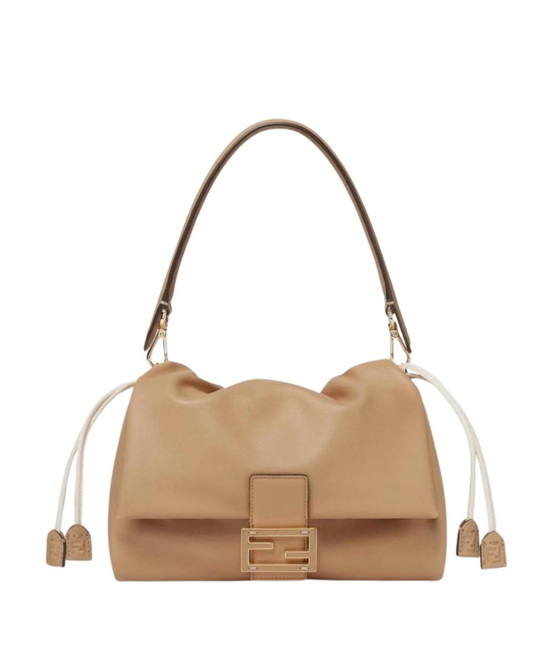 FENDI Бежевая кожаная сумка через плечо, фото 1