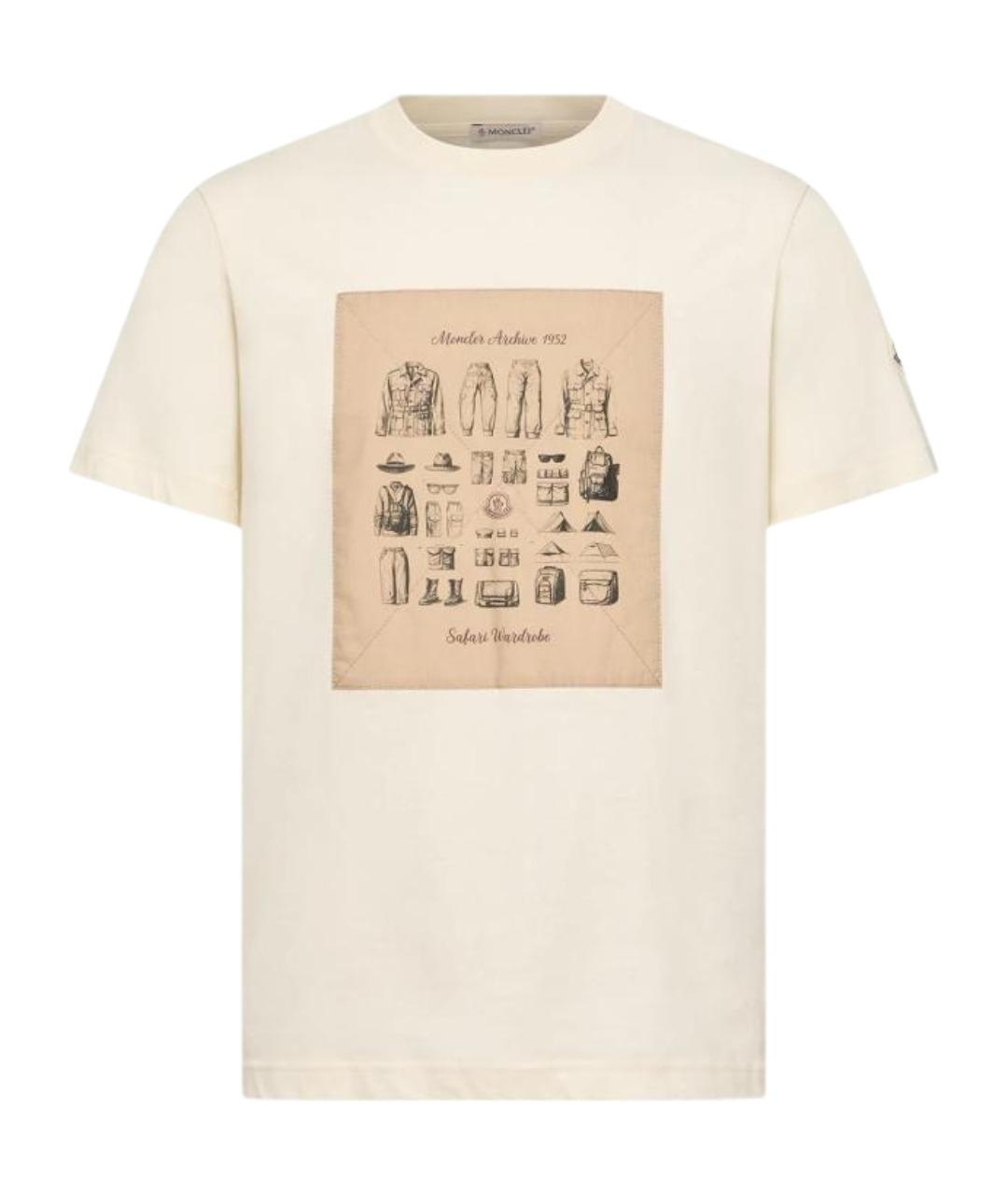 MONCLER Бежевая хлопковая футболка, фото 1