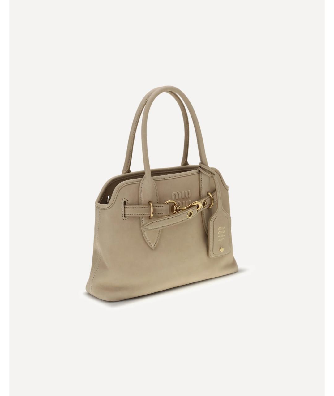 MIU MIU Бежевая кожаная сумка через плечо, фото 2