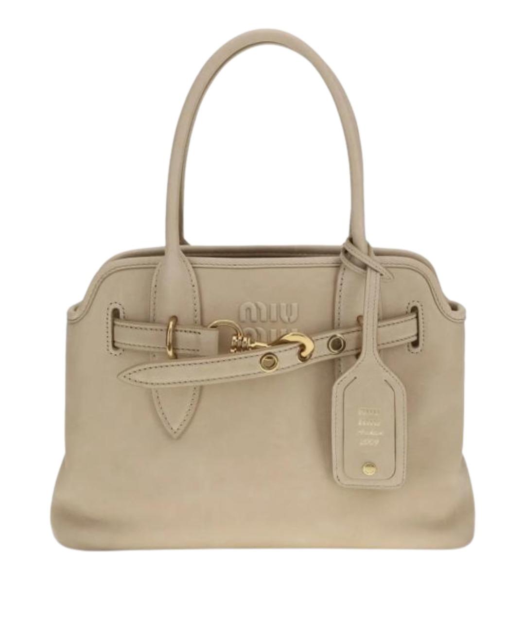 MIU MIU Бежевая кожаная сумка через плечо, фото 1