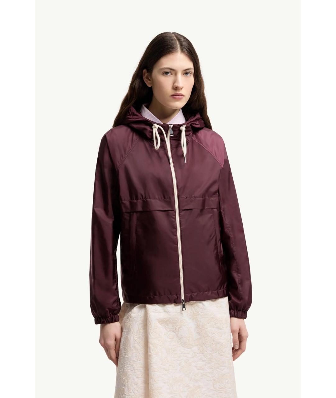 MONCLER Бордовая полиамидовая куртка, фото 2