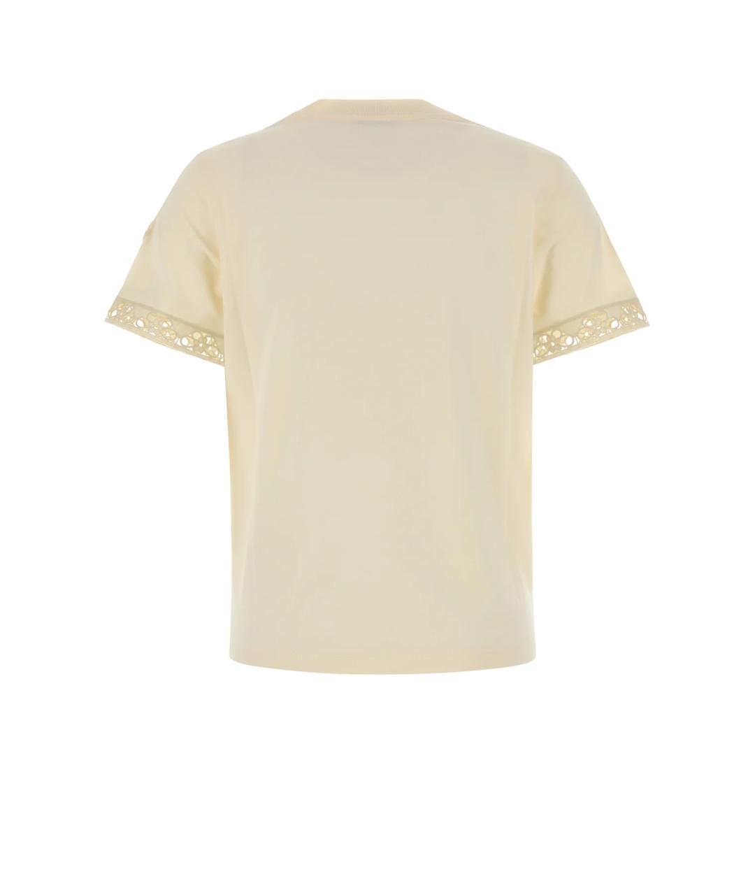 MONCLER Бежевая хлопковая футболка, фото 2