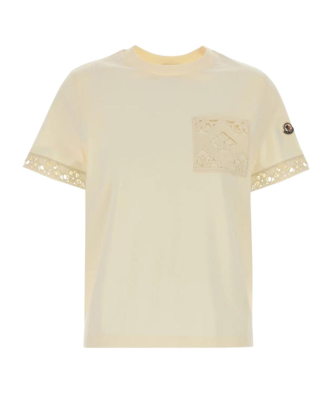 MONCLER Бежевая хлопковая футболка, фото 1