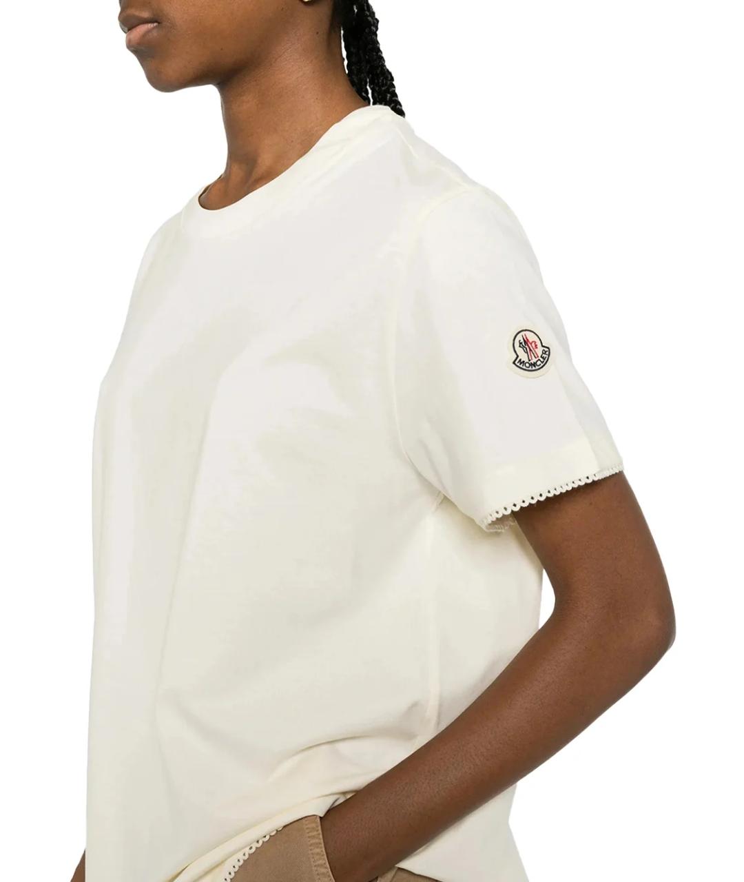 MONCLER Бежевая хлопковая футболка, фото 3