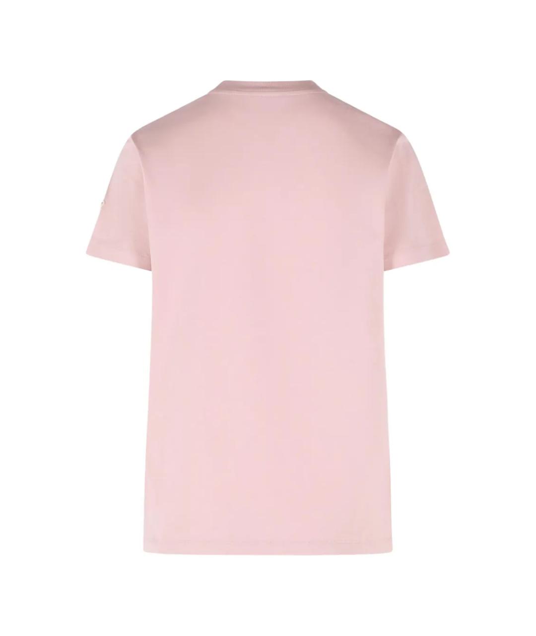 MONCLER Розовая хлопковая футболка, фото 2