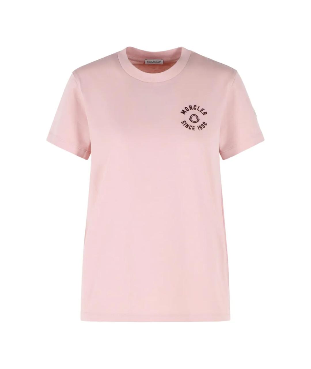 MONCLER Розовая хлопковая футболка, фото 1