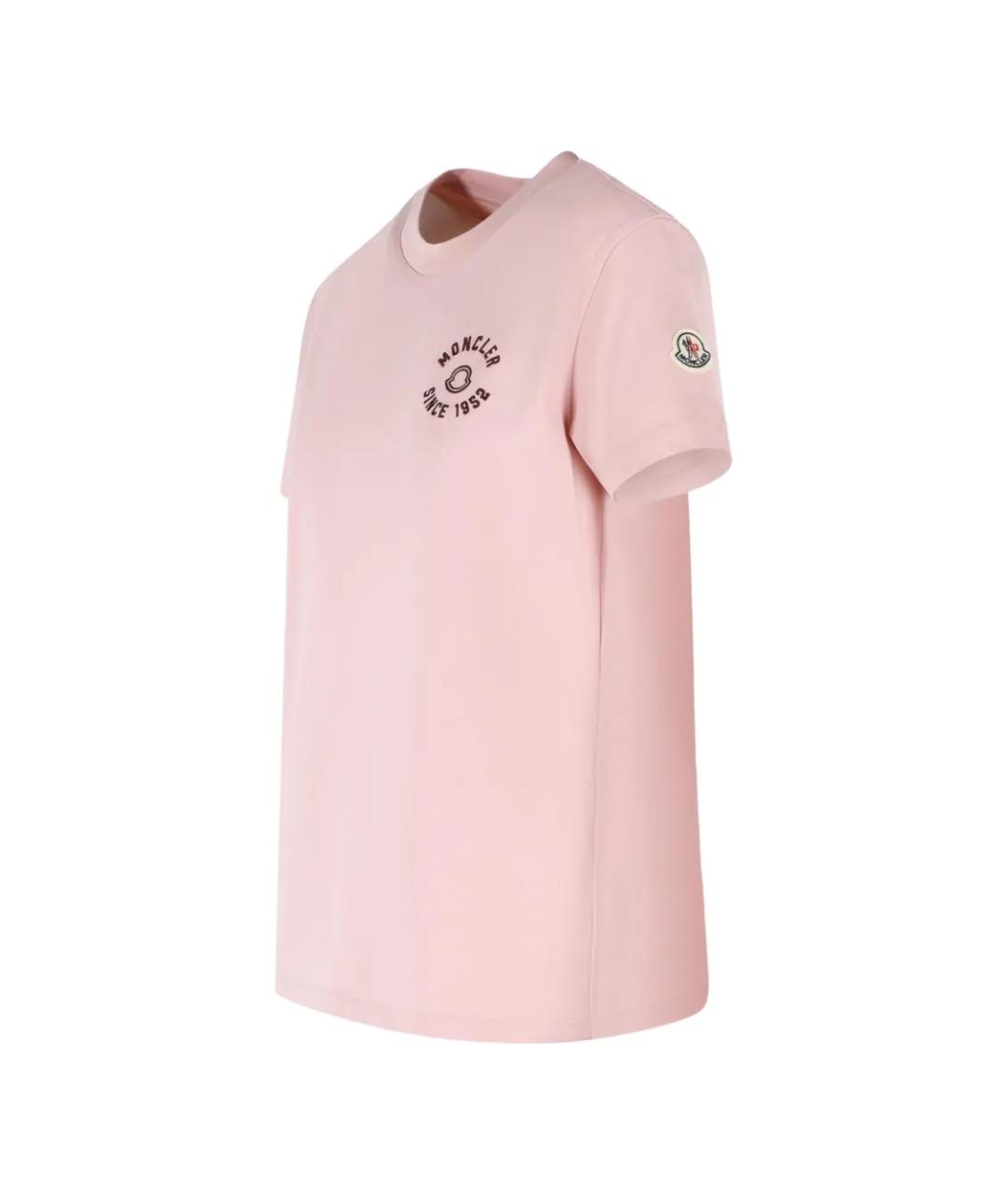 MONCLER Розовая хлопковая футболка, фото 3