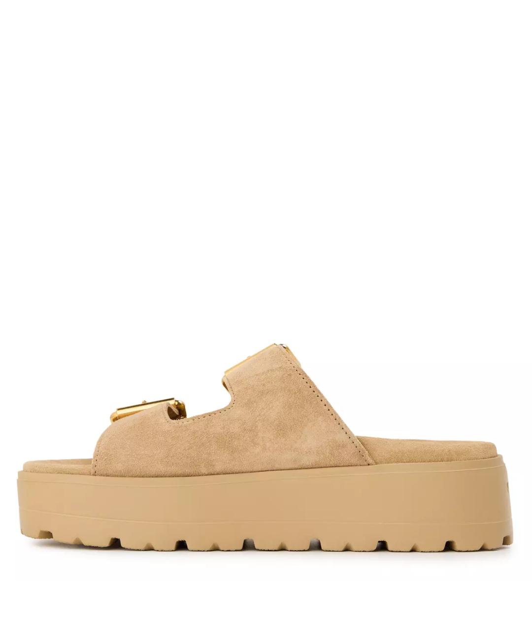 PRADA Бежевые замшевые сандалии, фото 4