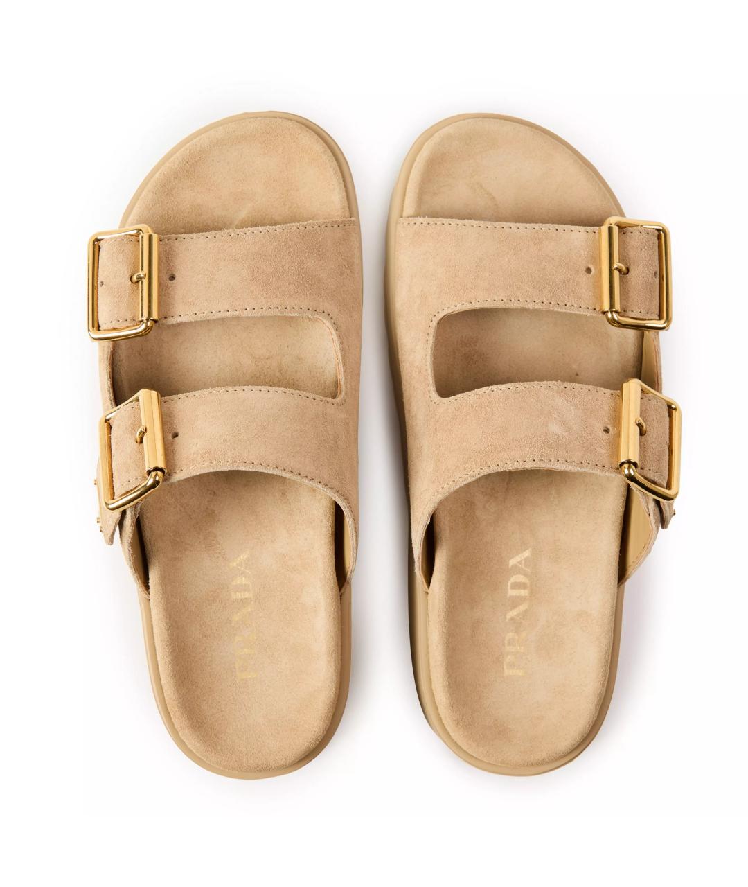 PRADA Бежевые замшевые сандалии, фото 3