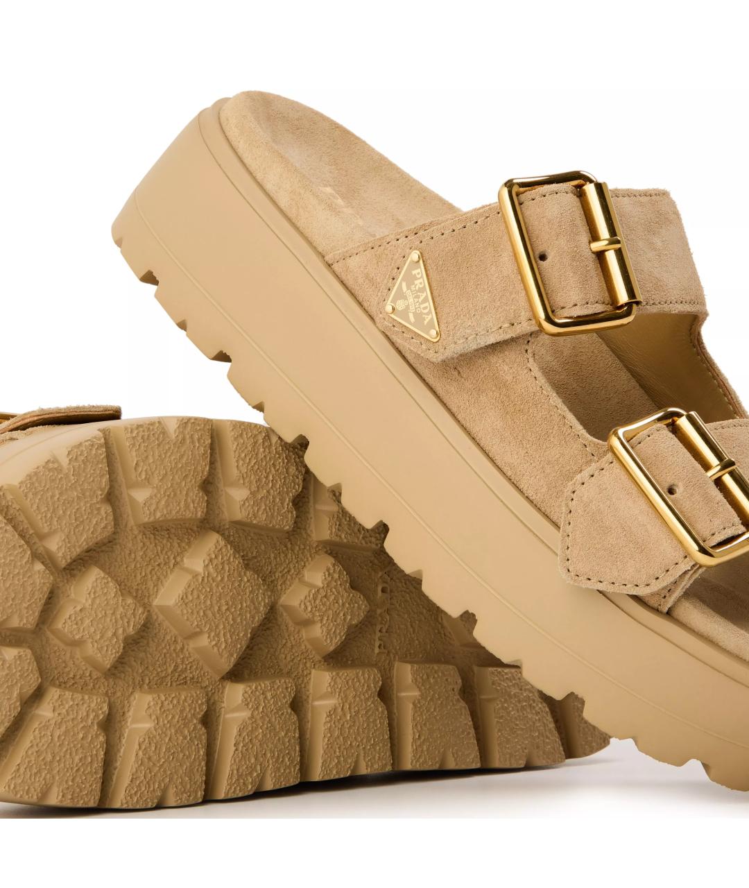 PRADA Бежевые замшевые сандалии, фото 2