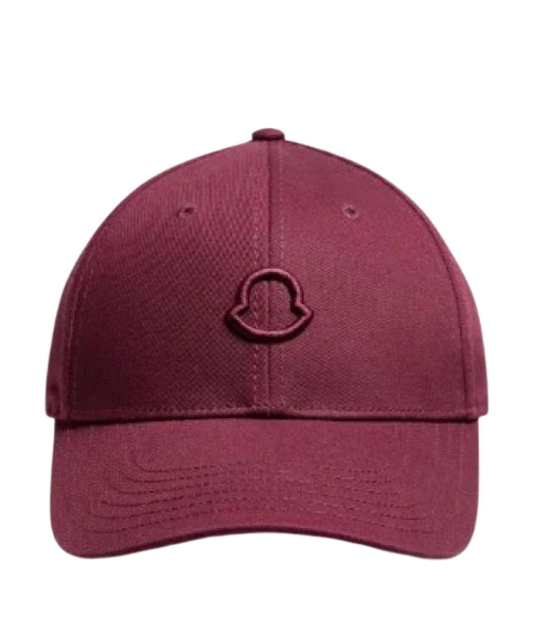 MONCLER Бордовая хлопковая кепка, фото 1