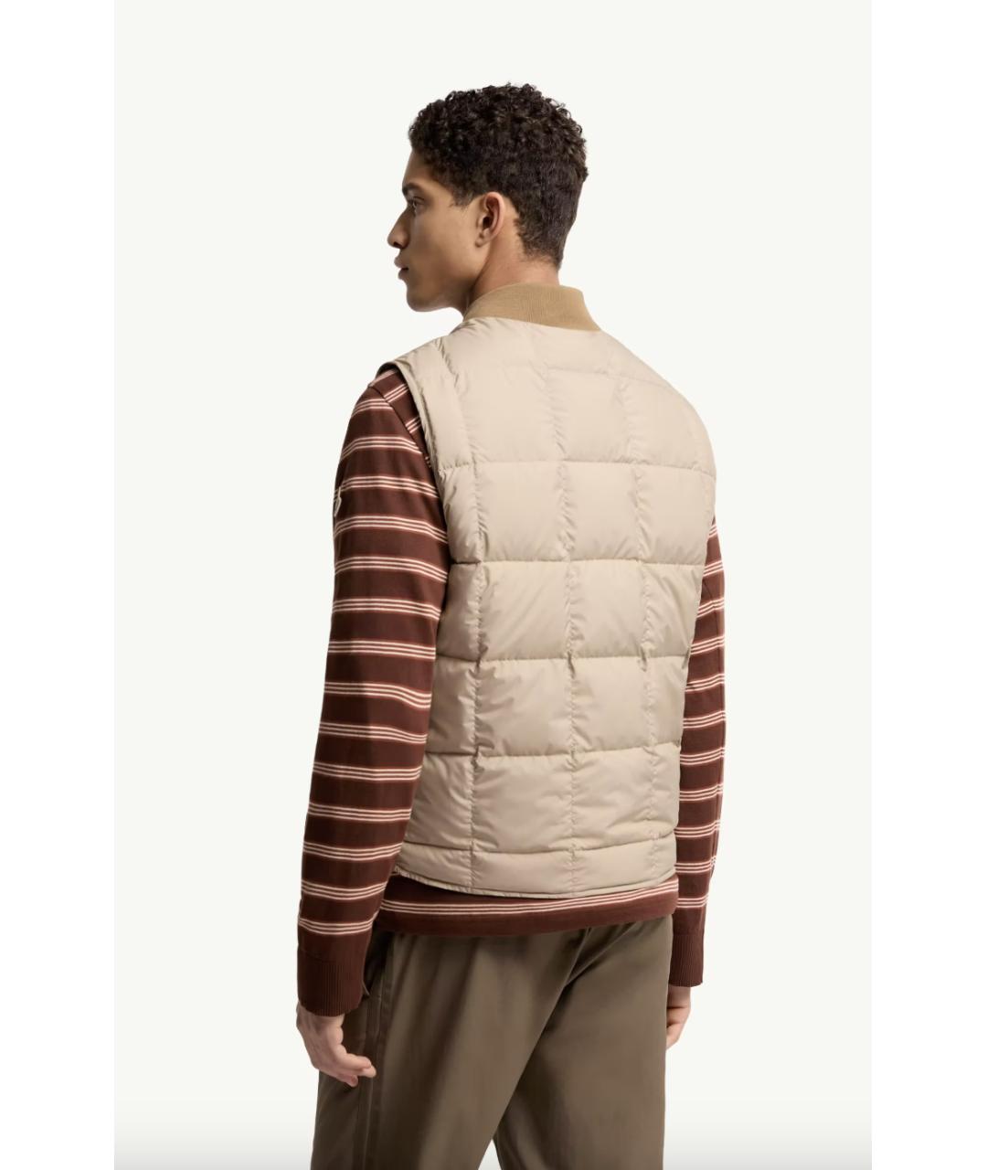 MONCLER Бежевый полиэстеровый жилет, фото 4