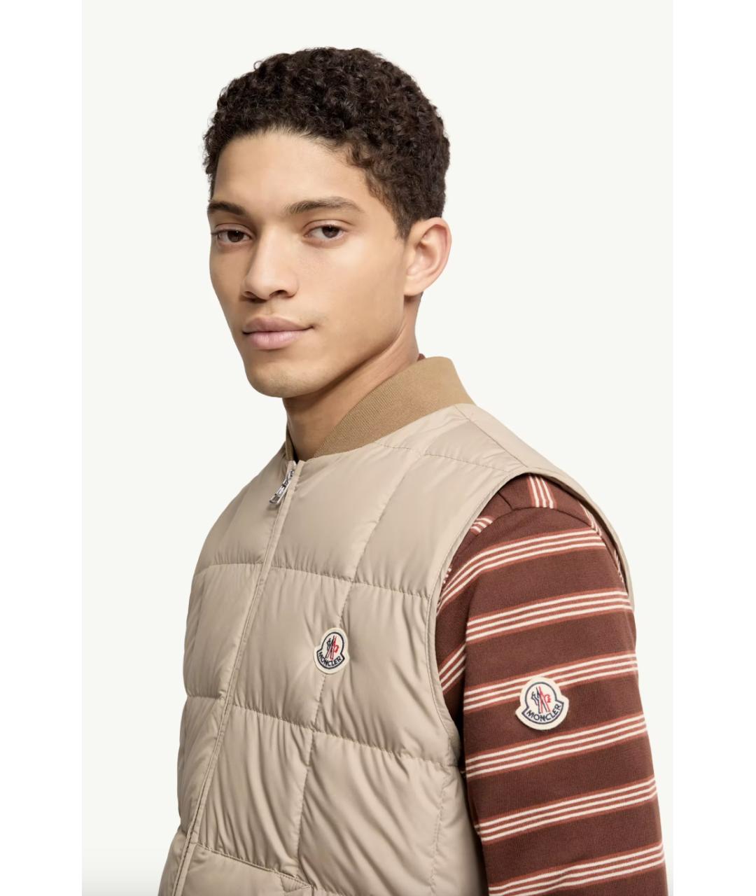 MONCLER Бежевый полиэстеровый жилет, фото 2