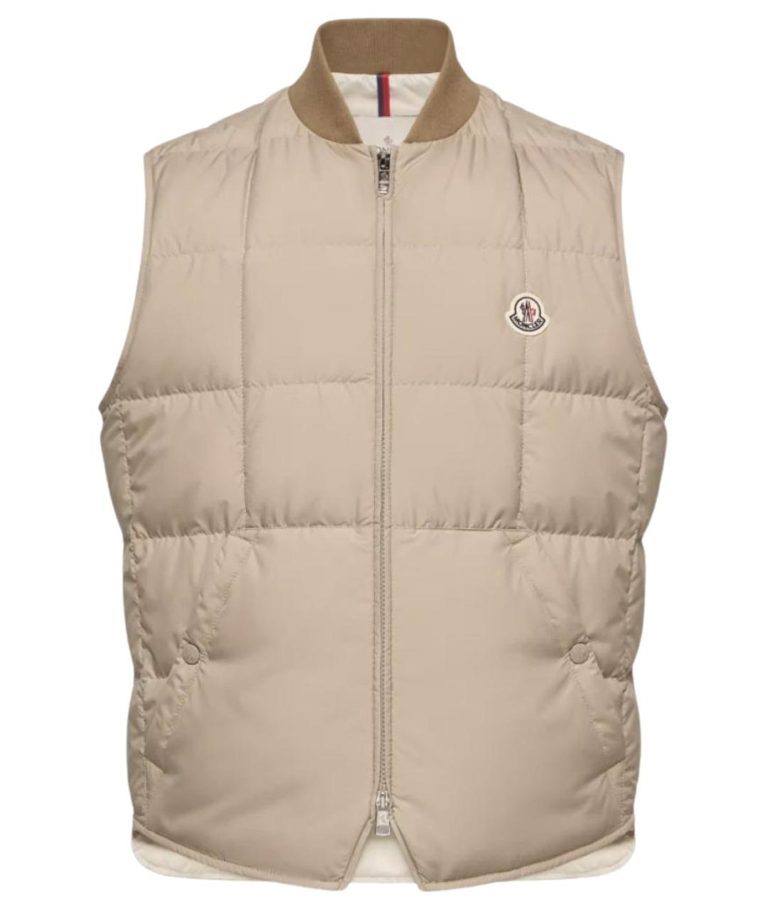 MONCLER Бежевый полиэстеровый жилет, фото 1