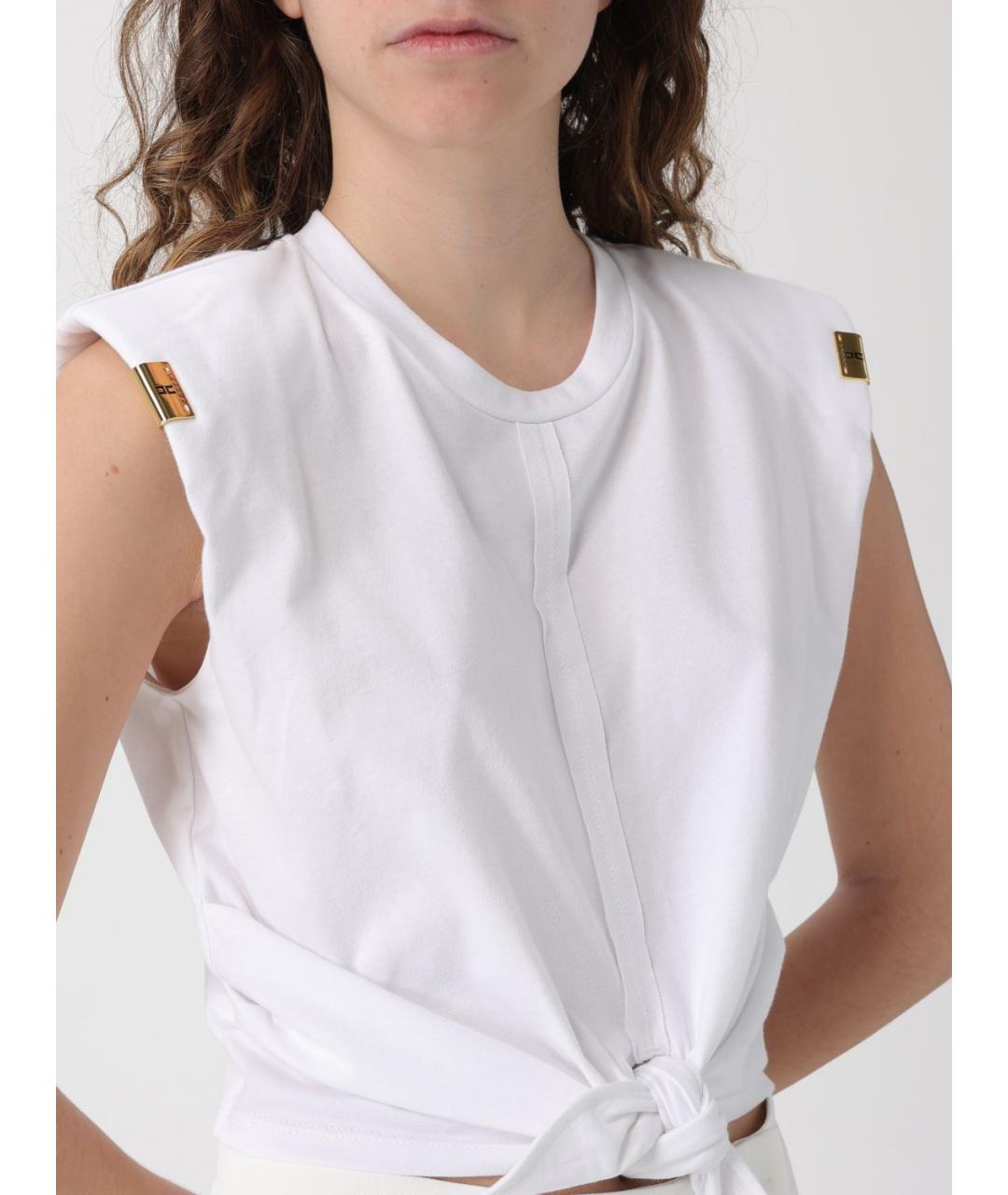 ELISABETTA FRANCHI Белая хлопковая майка, фото 3