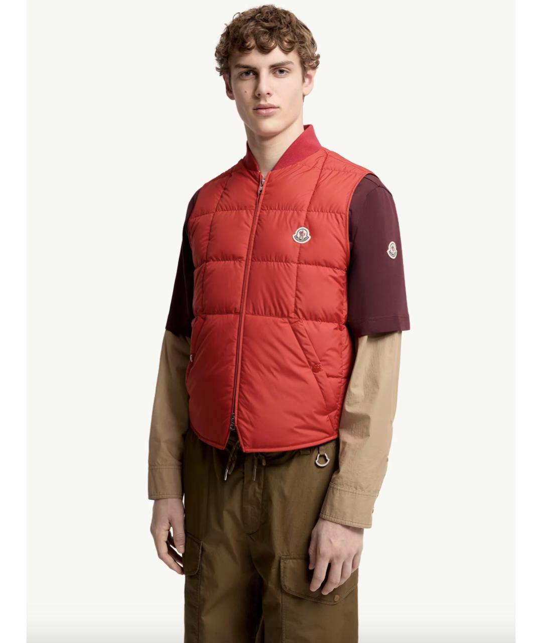 MONCLER Красный полиэстеровый жилет, фото 3