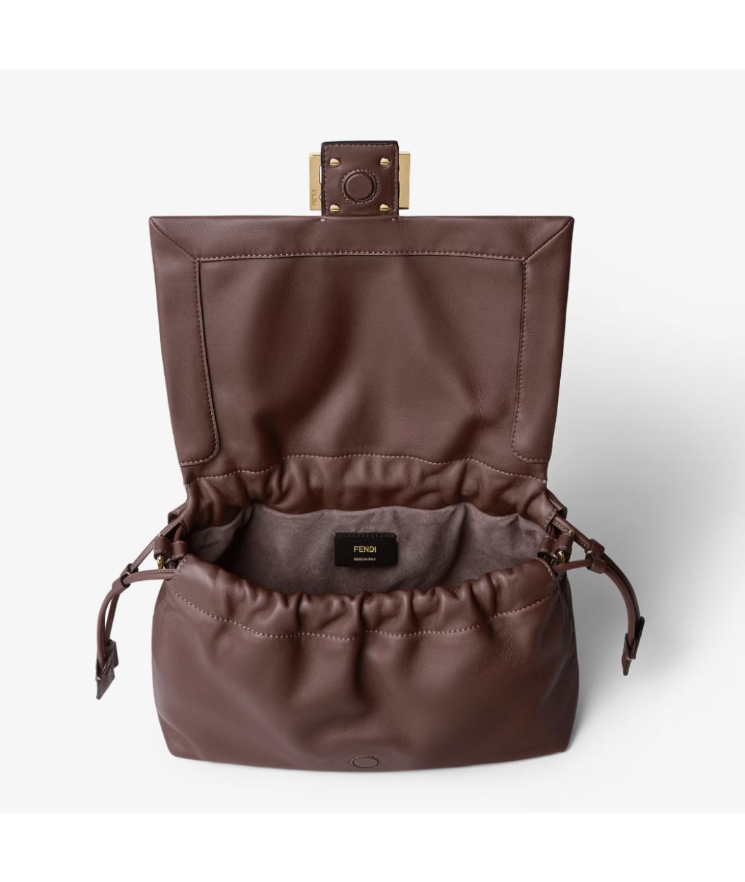 FENDI Коричневая кожаная сумка через плечо, фото 3