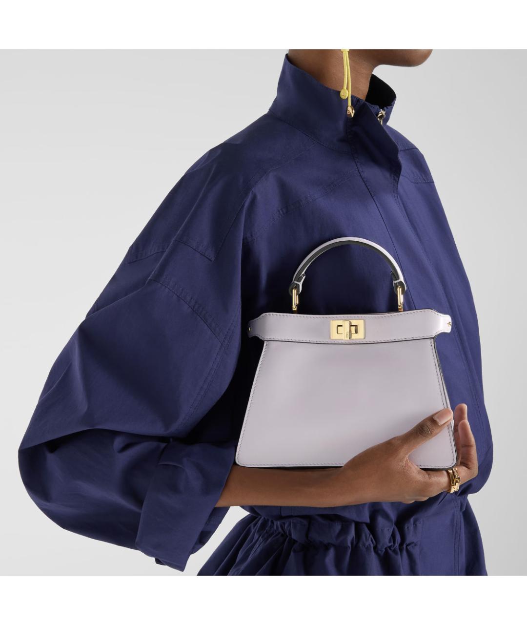 FENDI Фиолетовая кожаная сумка с короткими ручками, фото 2