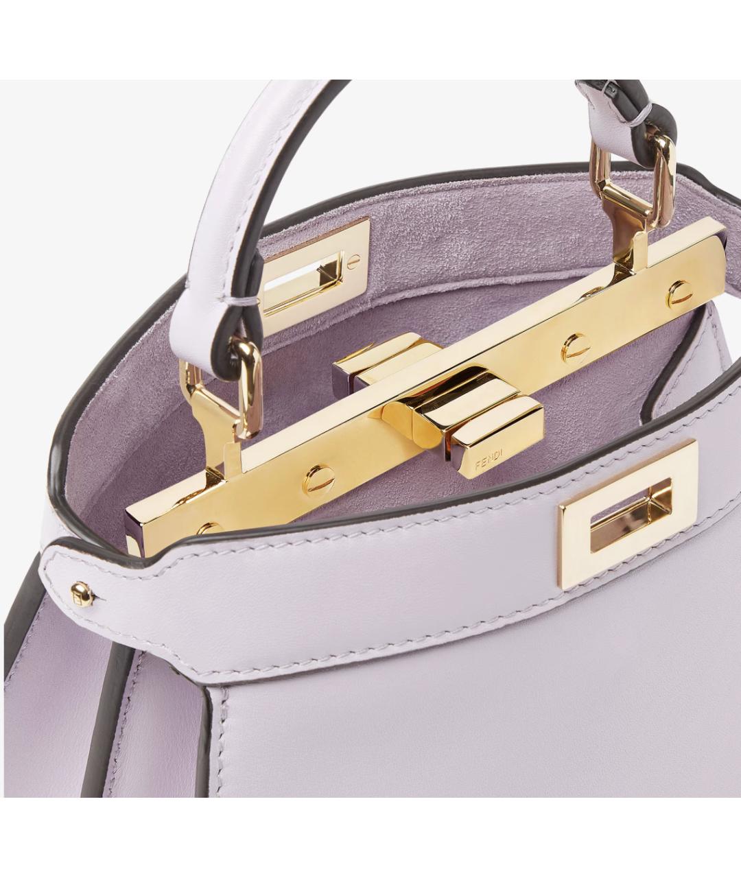FENDI Фиолетовая кожаная сумка с короткими ручками, фото 6