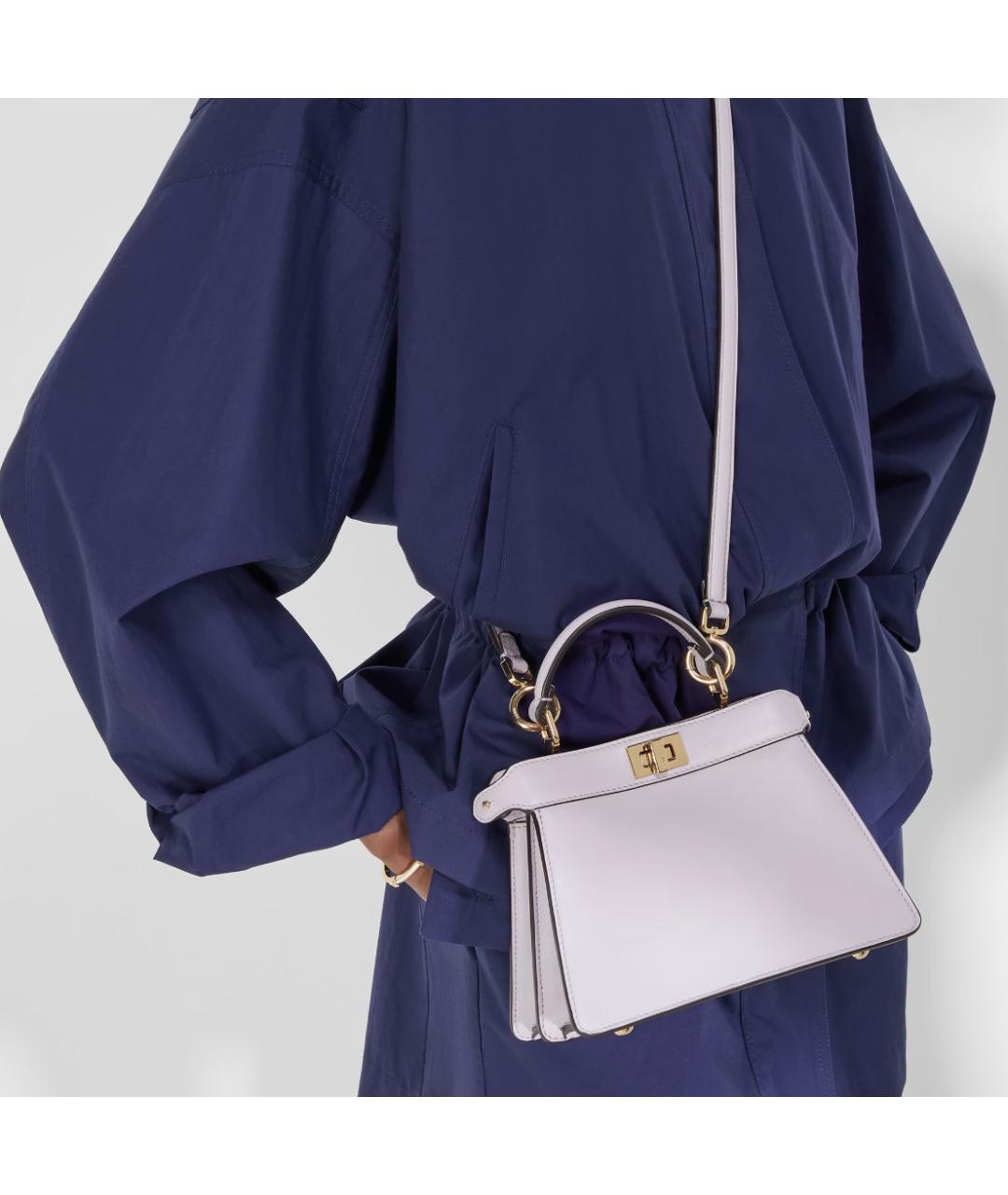 FENDI Фиолетовая кожаная сумка с короткими ручками, фото 7