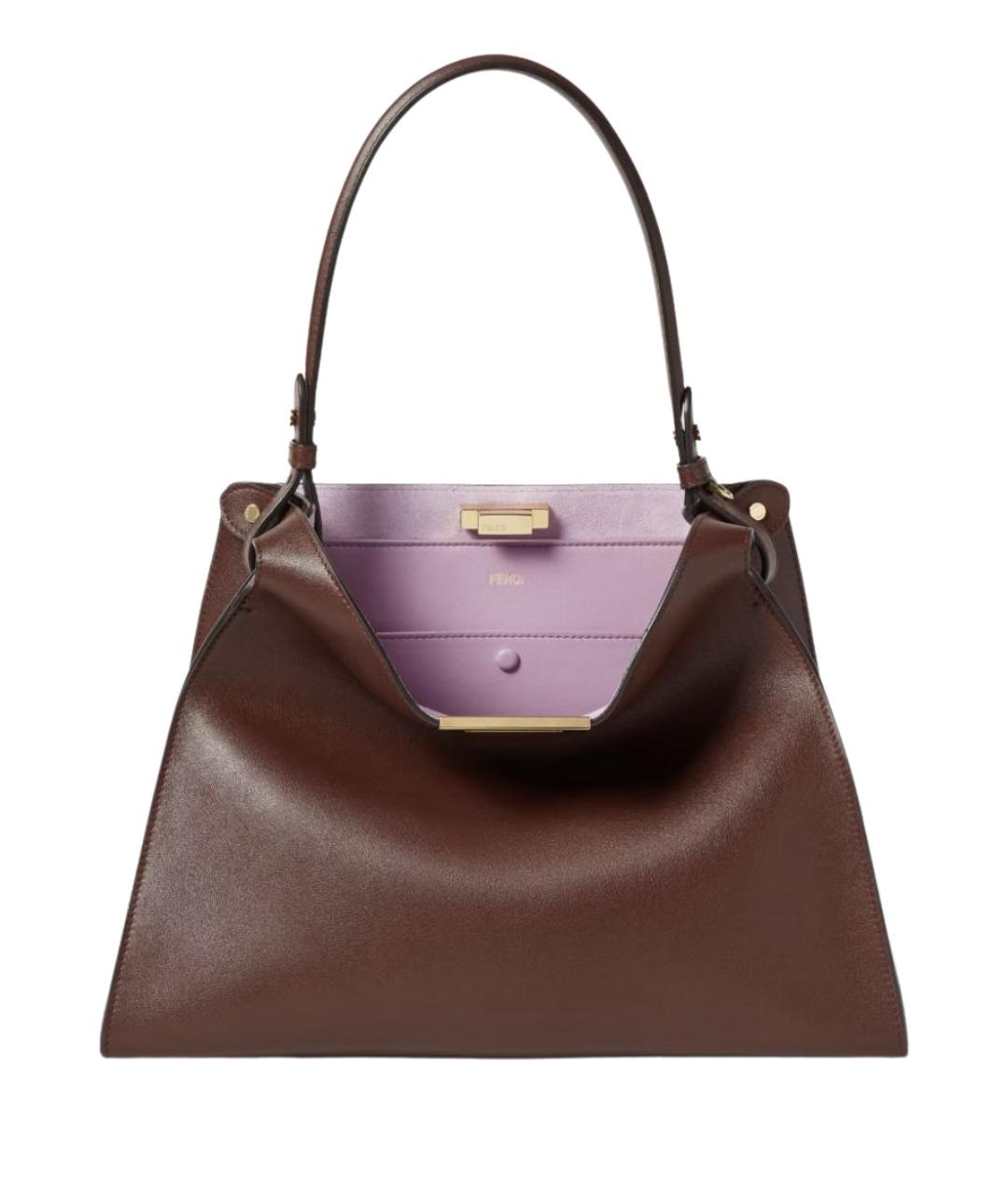 FENDI Коричневая кожаная сумка через плечо, фото 1