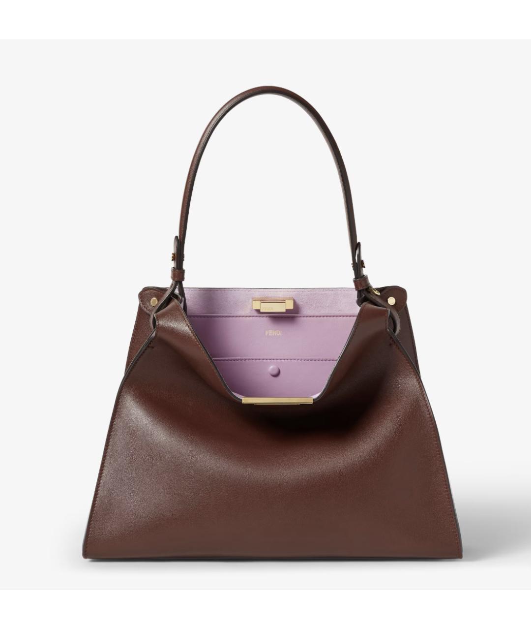 FENDI Коричневая кожаная сумка через плечо, фото 8