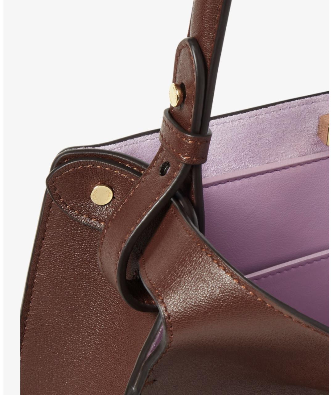 FENDI Коричневая кожаная сумка через плечо, фото 7