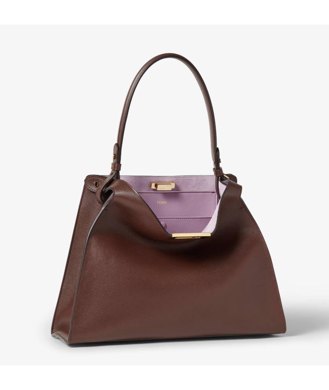 FENDI Коричневая кожаная сумка через плечо, фото 4