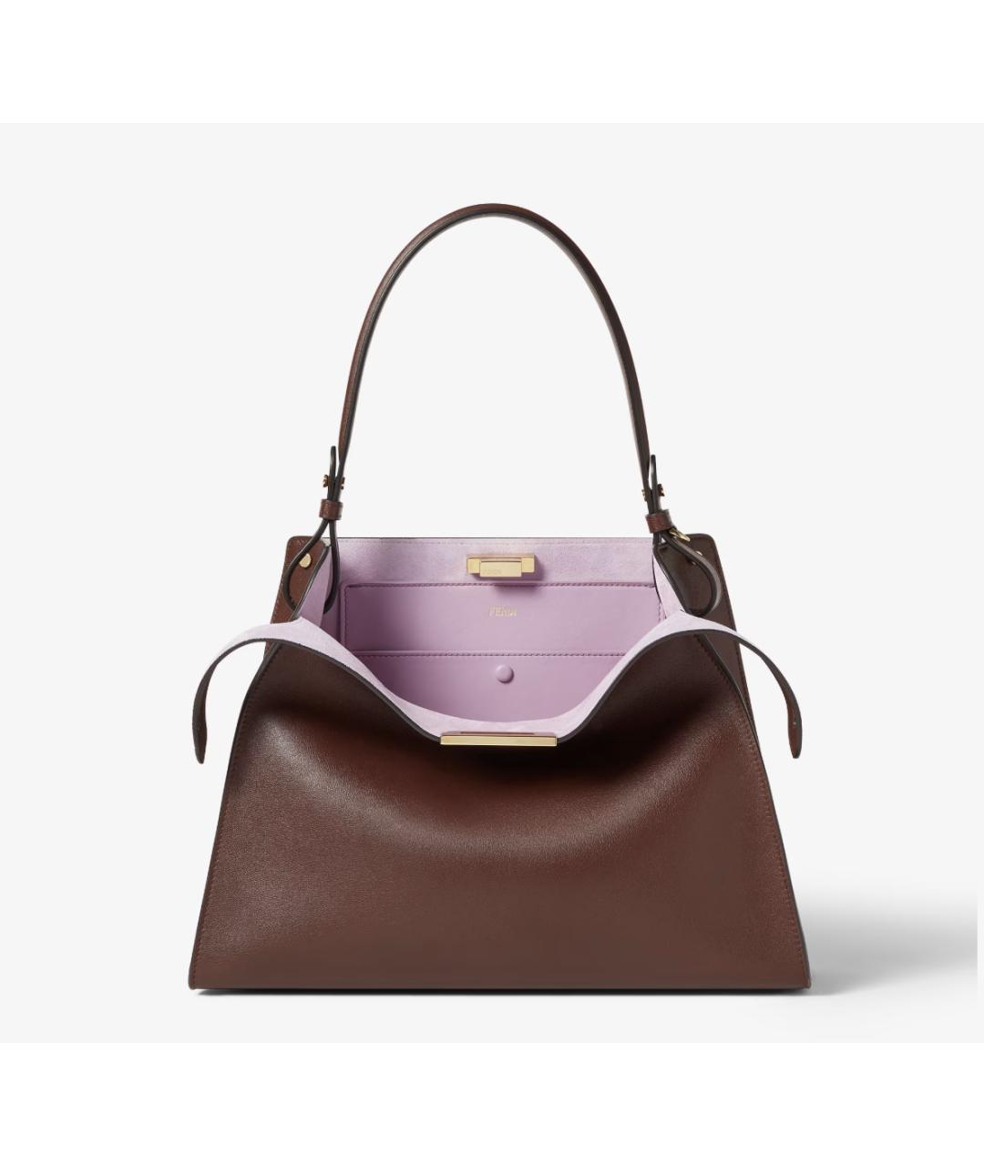 FENDI Коричневая кожаная сумка через плечо, фото 3