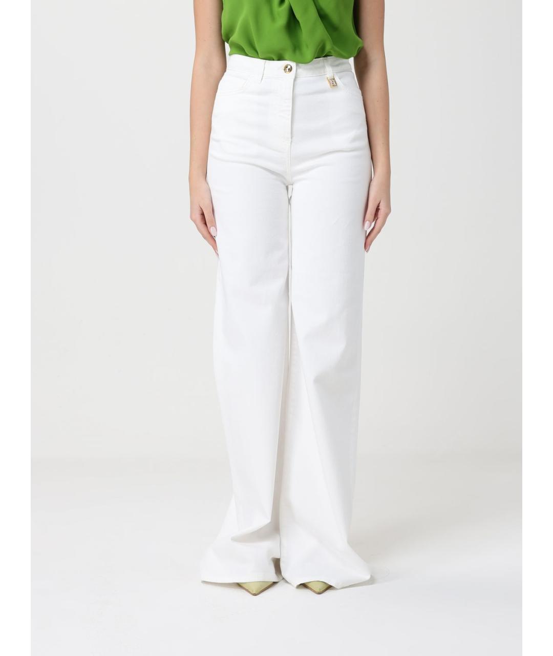 ELISABETTA FRANCHI Белые хлопковые прямые джинсы, фото 4