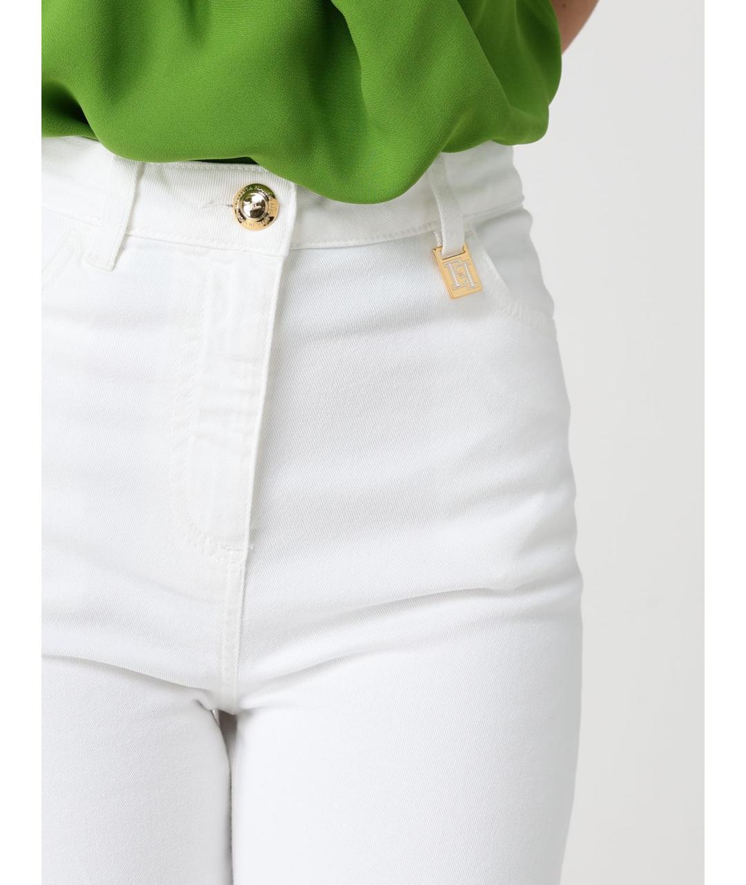 ELISABETTA FRANCHI Белые хлопковые прямые джинсы, фото 3